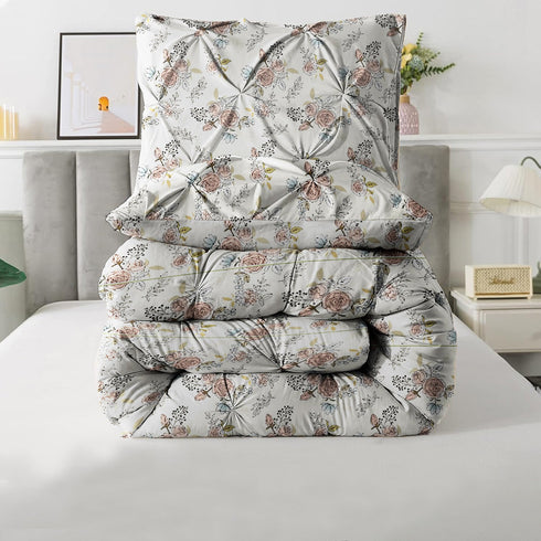 The White Moss Hannah Reversible Print Pinch Pleat AC Comforter With 2 Pillow Cover